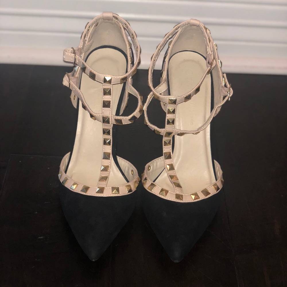 Studded high heel wedge